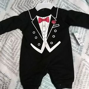 NWT Black tuxedo onesie